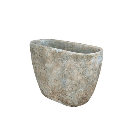 imagine produs Bol oval din piatra Orion 40x16x28cm verde muschi