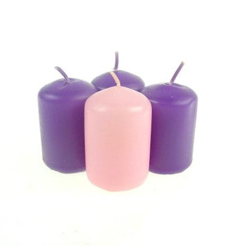 imagine produs Lumanari advent mat 4X6cm S/4mov/roz