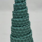 Lumanare tip brad din ceara naturala 13x4.5cm albastru pstel