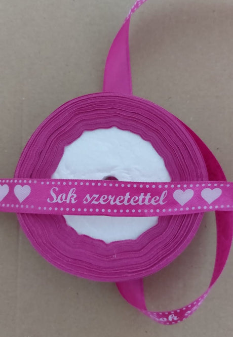 imagine produs Banda decor saten 1.5cmx25y Sok Szeretettel ciclam