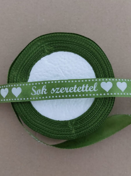 imagine produs Banda decor saten 1.5cmx25y Sok Szeretettel verde