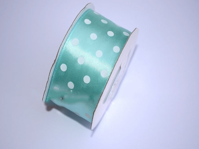 Banda decor saten cu buline 3.8cmx25y verde menta