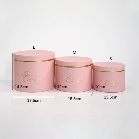 imagine produs Set cutii din carton rotunde S/3 roz