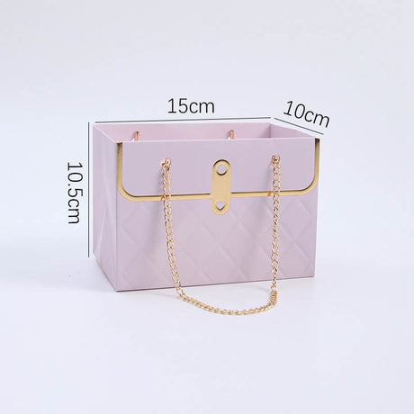imagine produs Geanta pe lant placat cu aur 15x10x10.5cm mov deschis