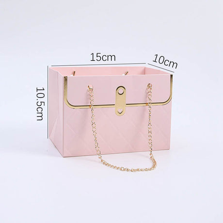 imagine produs Geanta pe lant placat cu aur 15x10x10.5cm roz