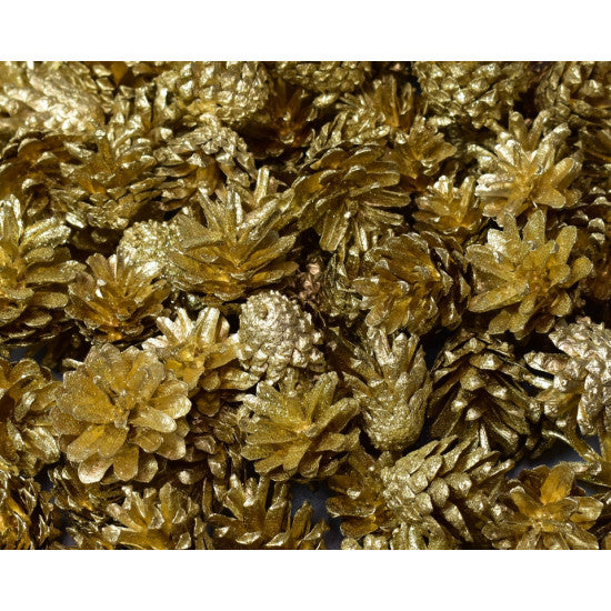 Conuri de pin 1kg auriu cu glitter