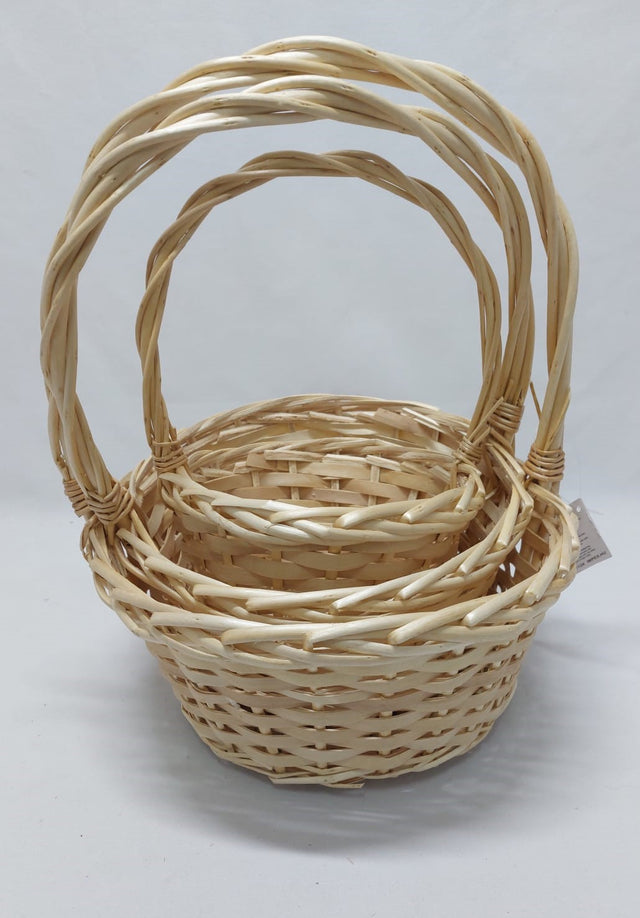 Set cos rotund din nuiele cu toarta D:18/24/28cm S/3 natur