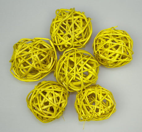 imagine produs Mingi din nuiele 6cm inalbit galben