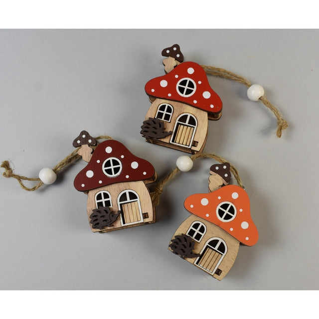 Casuta forma ciuperca 7x5,5cm S/3 red/or/br