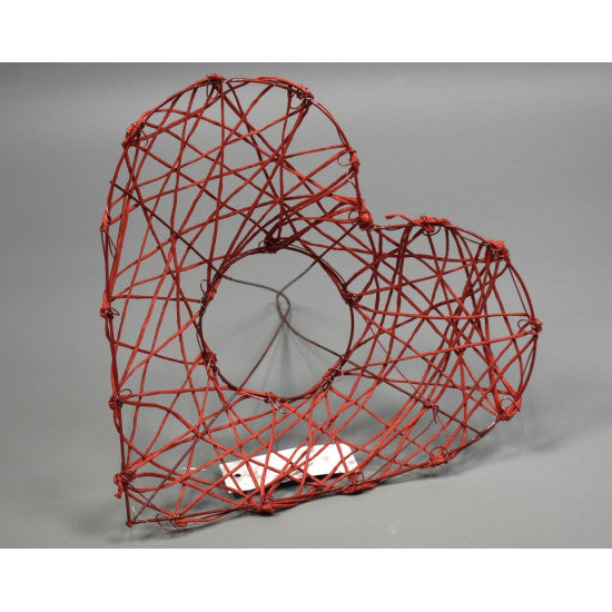 Suport buchet din hartie forma inima rosu 20cm