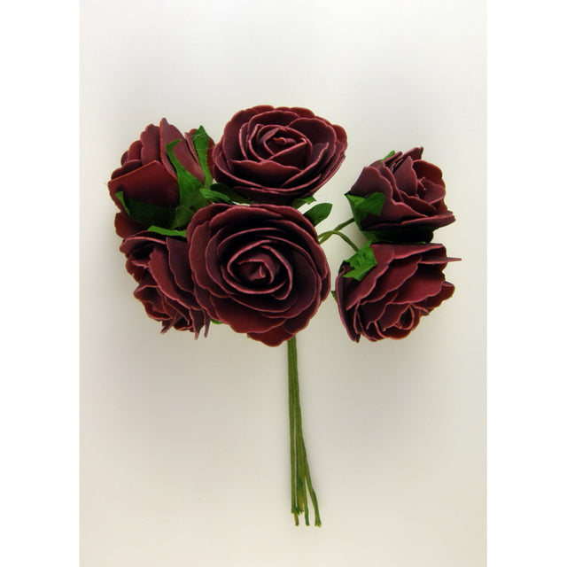 Buchet trandafir polifoam 5.5cm bordeaux