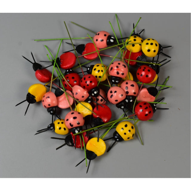 Pick buburuze 1.8x2.4cm 30buc/pachet red/or/pk