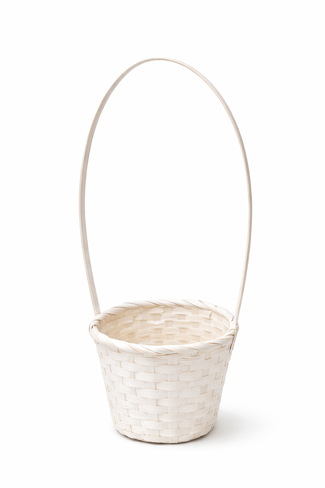 Cos bambus cu toarta 16x14/45cm alb