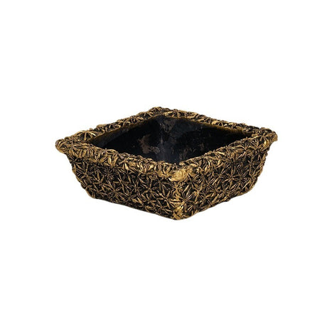 imagine produs Bol dreptunghiular din piatra Areus 21x21x8cm negru-auriu