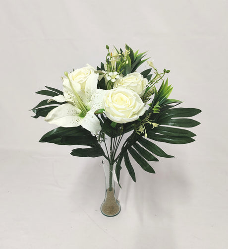 imagine produs Buchet trandafiri/crini x10 crem