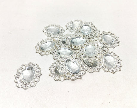 imagine produs Diamante decor 43x38mm 50buc. argintiu