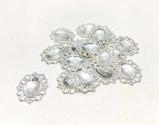imagine produs Diamante decor 43x38mm 50buc. argintiu