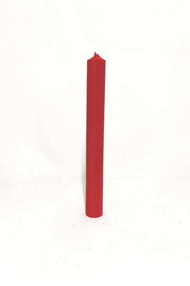 imagine produs Lumanare botez din ceara naturala 42x4.5cm rosu