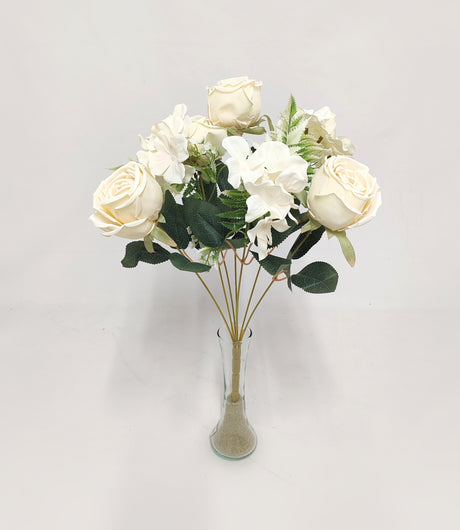 imagine produs Buchet trandafiri+hortensie x7 crem