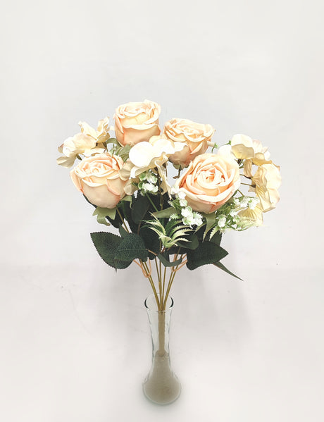 imagine produs Buchet trandafiri+hortensie x7piersica
