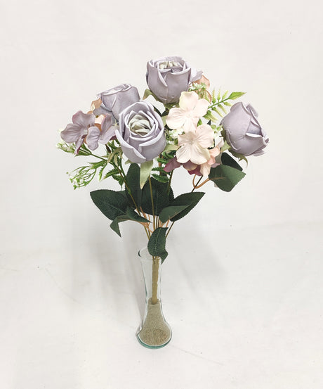 imagine produs Buchet trandafiri+hortensie x7 mov