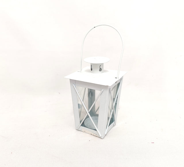 imagine produs Felinar din metal/sticla 7x12cm alb