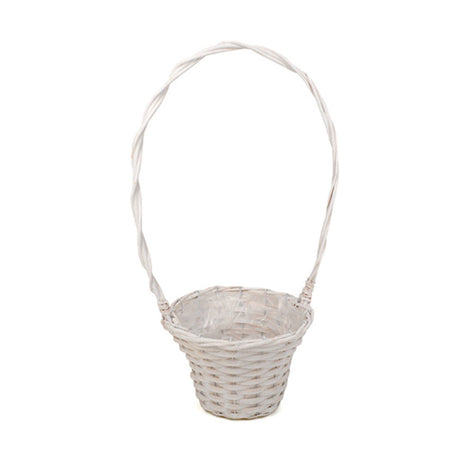 imagine produs Cos din nuiele cu toarta 24,5x18/60cm alb