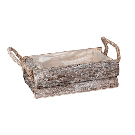 imagine produs Bol din scoarta de lemn cu manere 23x13x8cm gri antic