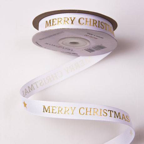 imagine produs Banda decor rips Merry Christmas 16mmx20m alb