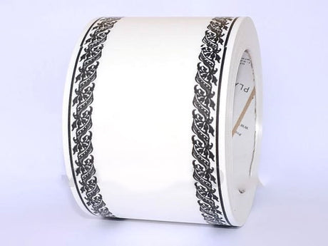 imagine produs Banda decor funerare 8cmx50y alb/negru