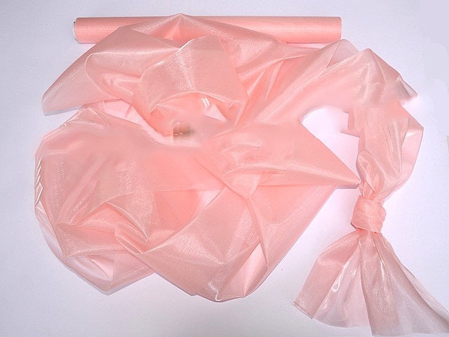 Organza saten 47cmx10m piersica & roz