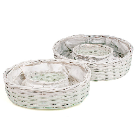 imagine produs Set bol oval din nuiele 37x32x10cm S/2 alb