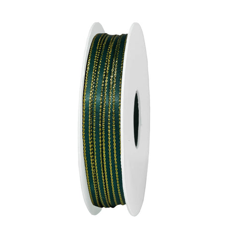 imagine produs Banda decor saten cu margine auriu 3mmx10m verde