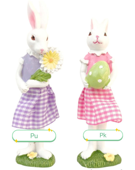 imagine produs Fig.iepuras cu fusta 15cm polirezin roz