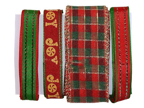 imagine produs Benzi decor textil de Craciun S/3 rosu/verde