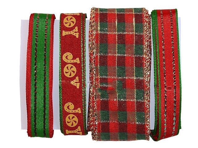 imagine produs Benzi decor textil de Craciun S/3 rosu/verde
