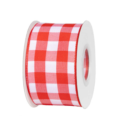 imagine produs Banda decor textil cu patratele 38mmx10m rosu/alb