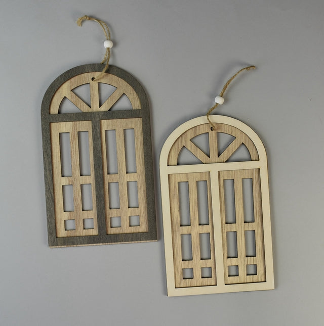 Set fereastra din lemn 21,5×13cm alb/gri