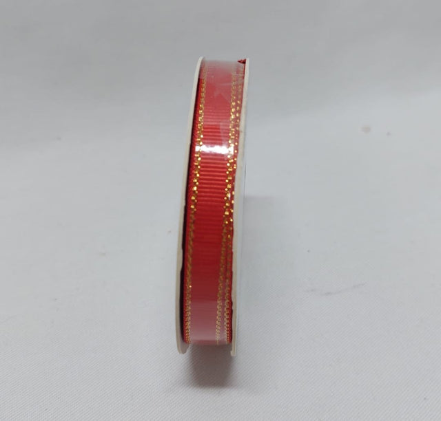 Banda decor rips 9mmx10m cu margine auriu rosu
