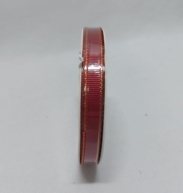 Banda decor rips 9mmx10m cu margine auriu bordeaux