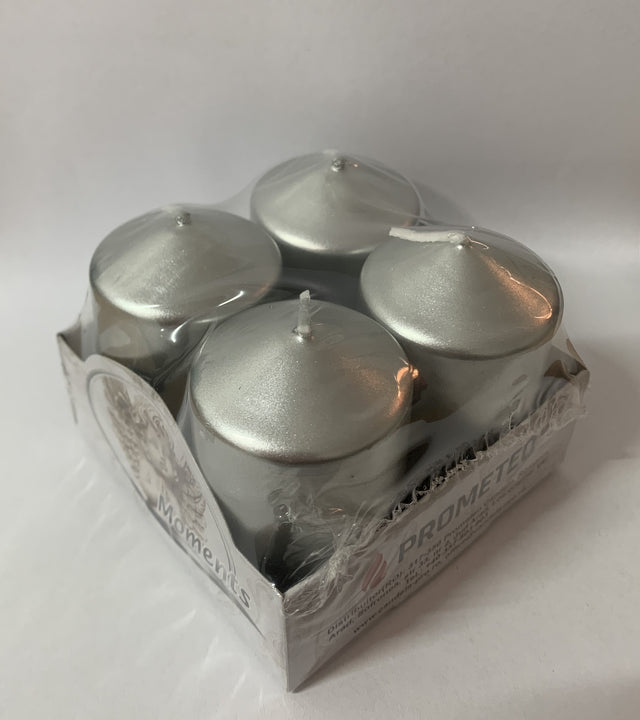 Lumanari advent 4x6cm metal argintiu 4buc/pachet