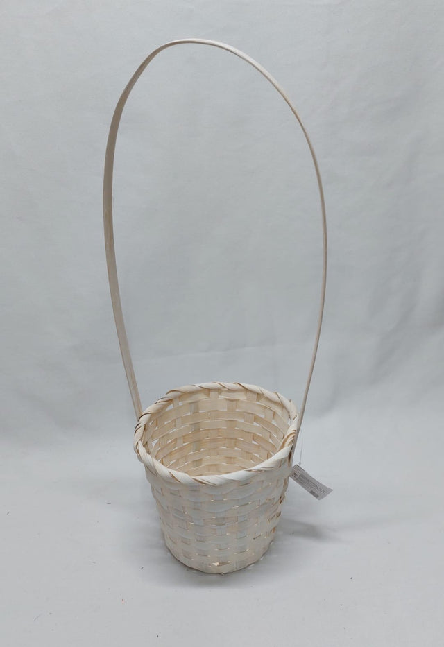 Cos bambus cu toarta 15x13/44cm alb