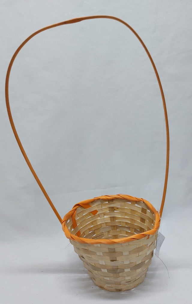 Cos bambus cu toarta 14x13/42cm natur/portocaliu