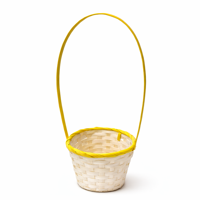 Cos bambus cu toarta 14x13/42 natur/galben