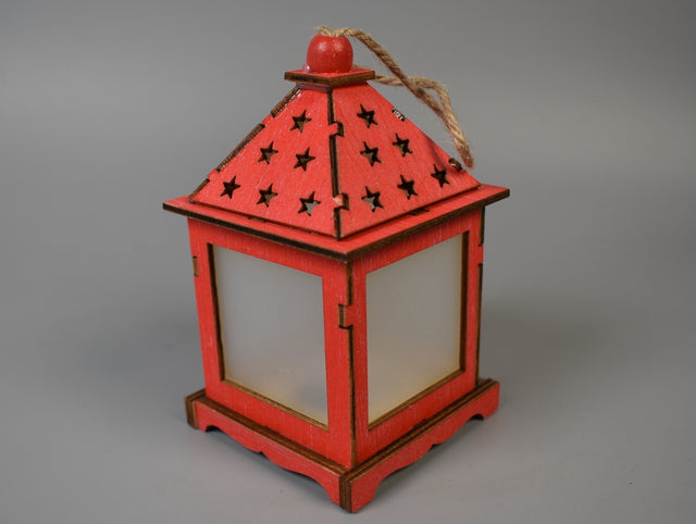 Image for Casuta cu led din lemn 12x7cm rosu