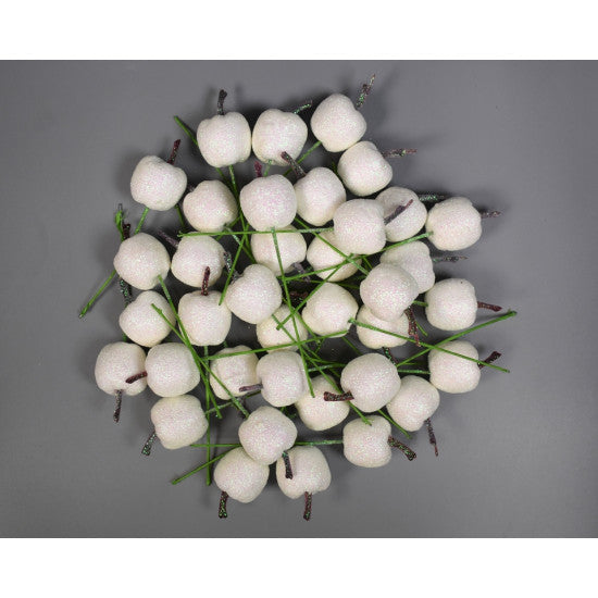 Pick mere 2.5cm alb cu glitter