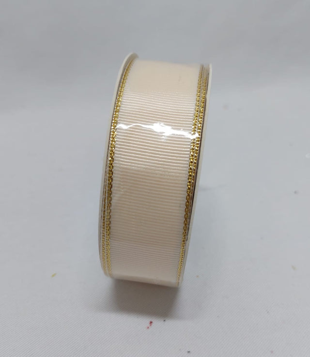 Banda decor rips cu margine auriu25mmx10m crem