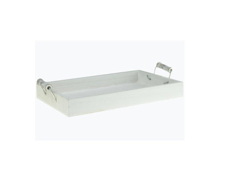 imagine produs Bol din lemn cu manere 25x16x3cm alb