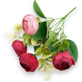 Buchet ranunculus x5 H:30cm bordeaux