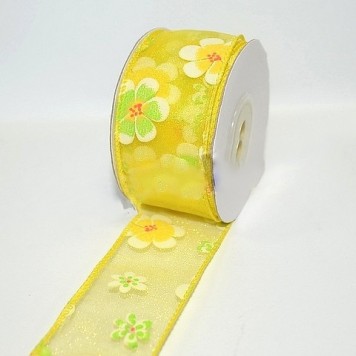 Banda decor cu flori 38mmx10m galben